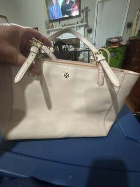 Tory Burch York Buckle Leather Tote Bag Light Pink